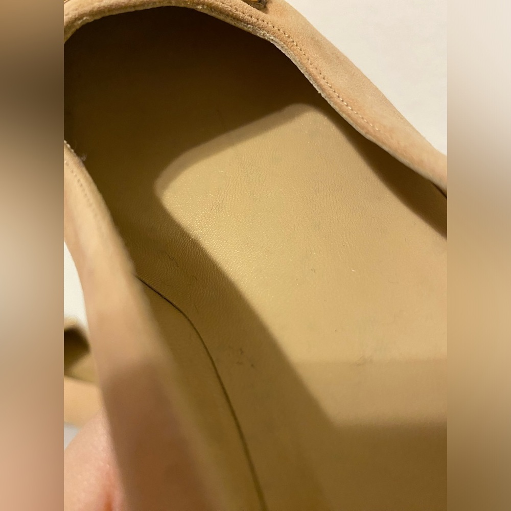 (NWOT) Gucci Vintage Suede Horse Bit Taupe Pink Mid-Heel Pointed Heels | 35C - Picture 14 of 16